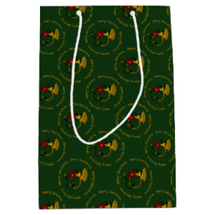 Moyen Sac cadeau de Noël Horn-vert M