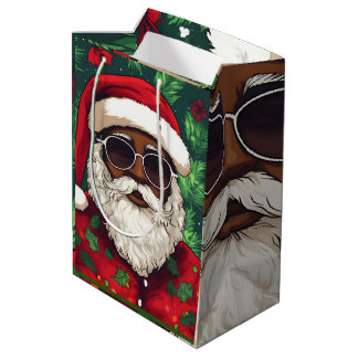 Moyen Sac cadeau de Noël Jolly Black Père Noël