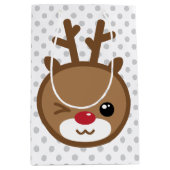 Moyen Sac cadeau de Noël Kawaii Reindeer (Devant)