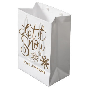 Moyen Sac cadeau de Noël Laissez tomber la neige