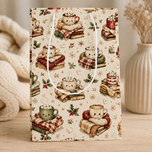 Moyen Sac Cadeau de Noël Mug de Cacao Cosy sur Livres