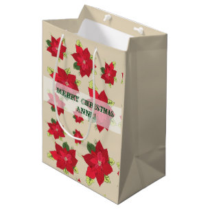 Moyen Sac cadeau de Noël Poinsettia Flower