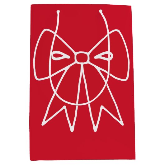 Moyen Sac cadeau de Noël Rouge Bow (Devant)