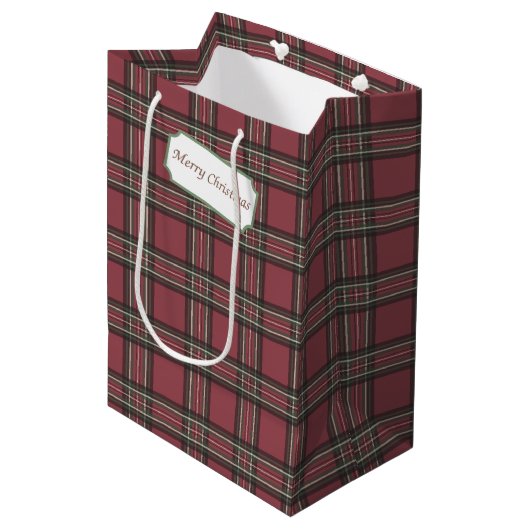 Moyen Sac cadeau de Noël Rustic Plaid (Devant Angle)