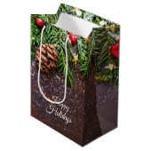 Moyen Sac cadeau de Noël rustique (Devant Angle)