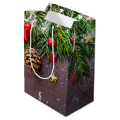 Moyen Sac cadeau de Noël rustique (Dos Angle)