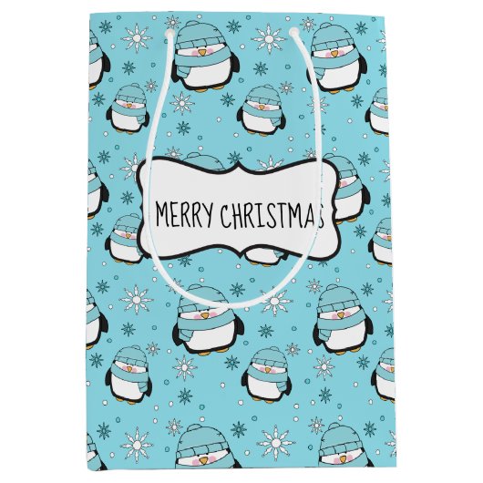 Moyen Sac cadeau de pingouin d'hiver (moyen) (Devant)