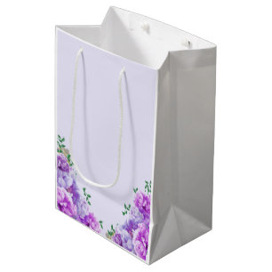 Moyen Sac cadeau de pivoine violette minimaliste