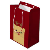 Moyen Sac cadeau de vacances Cute Peekaboo Reindeer (Dos Angle)