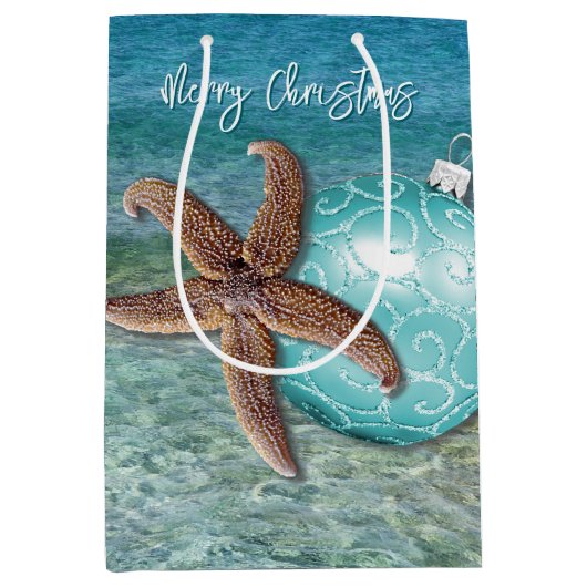 Moyen Sac cadeau de voeux de Noël tropical (Devant)