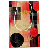 Moyen Sac cadeau Deep Crimson & Black Geometry Art (Devant)