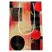 Moyen Sac cadeau Deep Crimson & Black Geometry Art (Dos)