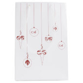 Moyen Sac cadeau d'ornements de Noël de Monogramme rouge (Devant)