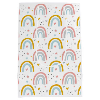Moyen Sac cadeau en papier arc-en-ciel pour Anniversaire