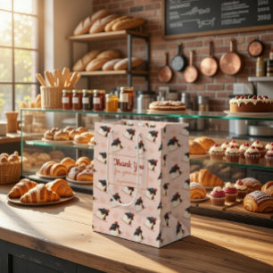 Moyen Sac Cadeau Entreprise de Dessert Rose Personnalisé