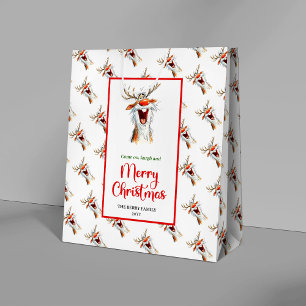 Moyen Sac cadeau festif aquarelle Père Noël excentrique 