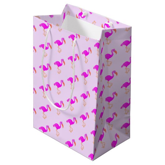 Moyen Sac cadeau Flamant rose rose (Devant Angle)