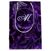 Moyen Sac Cadeau Fleuris Vintage Violet Monogramme (Devant)