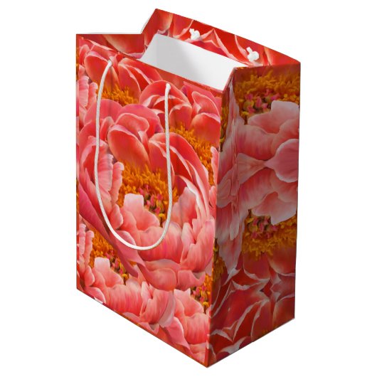 Moyen Sac Cadeau Fleurs Corail (Dos Angle)