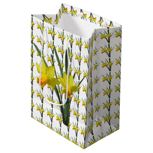 Moyen Sac cadeau - Fleurs de jonquilles (Devant Angle)