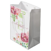 Moyen Sac cadeau floral aquarellisé avec monogramme (Dos Angle)