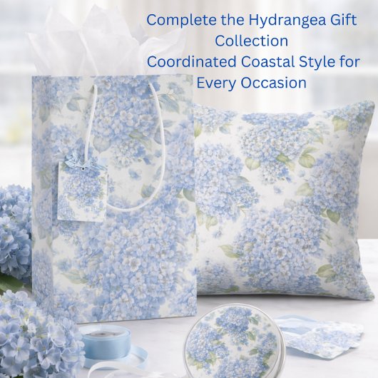 Moyen Sac Cadeau Floral Hydrangea Bleu