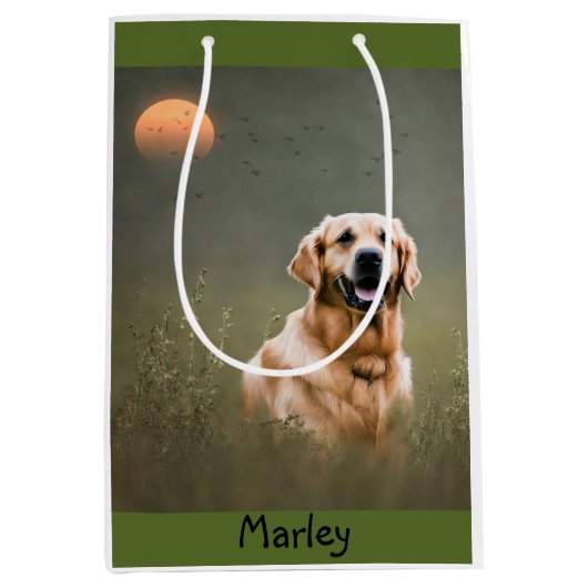 Moyen Sac cadeau Golden Retriever (Devant)