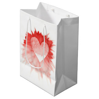 Moyen Sac Cadeau Grand Coeur Abstrait Rouge Aquarelle Ba