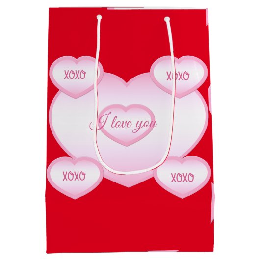 Moyen Sac cadeau Heureuse Sainte-Valentin XOXO (Dos)