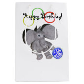 Moyen Sac cadeau - Joyeux éléphant d'anniversaire (Devant)