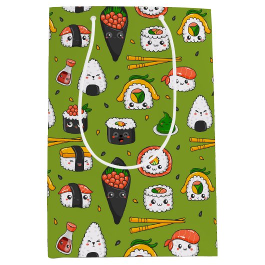 Moyen Sac cadeau Kawaii Sushi (Devant)