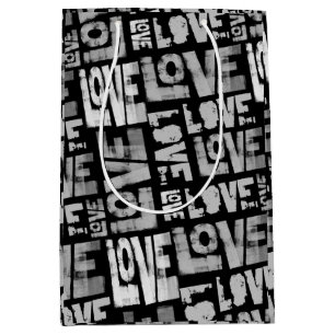 Moyen Sac cadeau Love Graffiti - noir et blanc