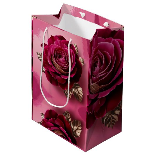 Moyen Sac cadeau Luxe Red Rose (Devant Angle)