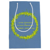 Moyen Sac cadeau mariage bleu wattle jaune (Devant)