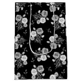 Moyen Sac cadeau mariage de roses noir et blanc (Dos)