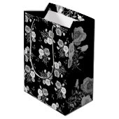 Moyen Sac cadeau mariage de roses noir et blanc (Dos Angle)