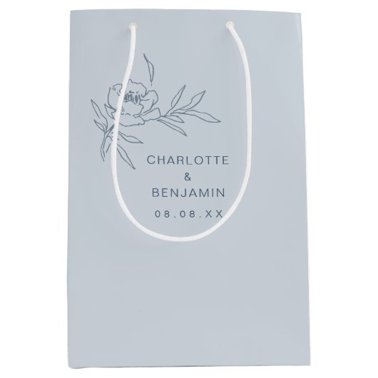 Moyen Sac cadeau Mariage Floral Bleu (Devant)