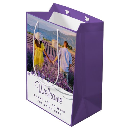 Moyen Sac cadeau Mariage Merci de bienvenue (Dos Angle)