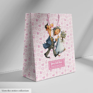 Moyen Sac Cadeau Mariage Personnalisé Cartoon Quirky Nou