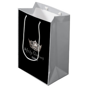 Moyen Sac cadeau Miss America Argent Couronne 2 Tones -