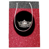 Moyen Sac cadeau Miss America Silver Crown Red FX Glitte (Devant)
