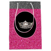 Moyen Sac cadeau Miss America Silver Crown Rose FX Glitt (Devant)