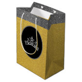 Moyen Sac cadeau Miss Pageant Crown Gold FX Glitter (Dos Angle)