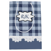 Moyen Sac cadeau Monogram Country Blue Plaid Medium (Devant)