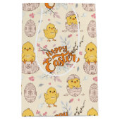 Moyen Sac cadeau Motif de poussins de Pâques mignon (Devant)