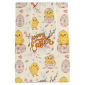 Moyen Sac cadeau Motif de poussins de Pâques mignon (Dos)