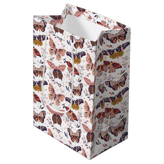 Moyen Sac cadeau Motif papillon (Devant Angle)
