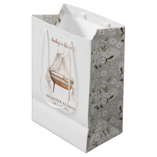 Moyen Sac cadeau Neutral Boho Baby shower (Devant Angle)
