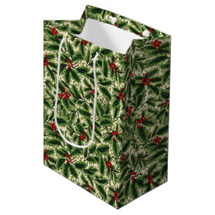 Moyen Sac cadeau Noël Holiday Holly