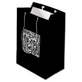 Moyen Sac Cadeau Noir Personnalisé avec Code QR Marque (Dos Angle)